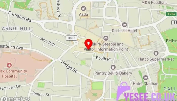 map of USC Clothing store, Children's clothing store, Cosmetics store, Fashion accessories store, Luggage store, Men's clothing store, Shoe store, Women's clothing store in Falkirk
